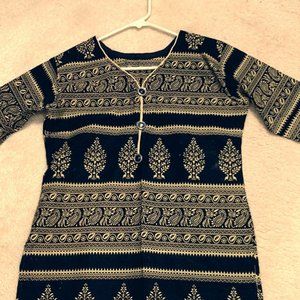 Cotton tunic with Black and White pattern
